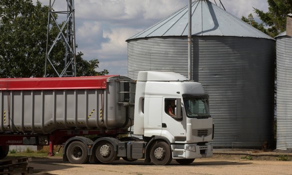 Lorry and grain silos Bingham